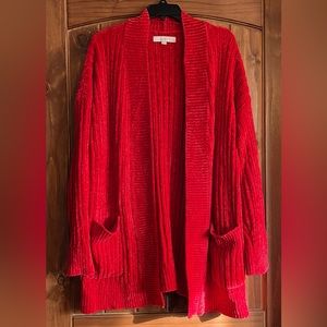 LOFT 2XLP Red cardigan with pockets!